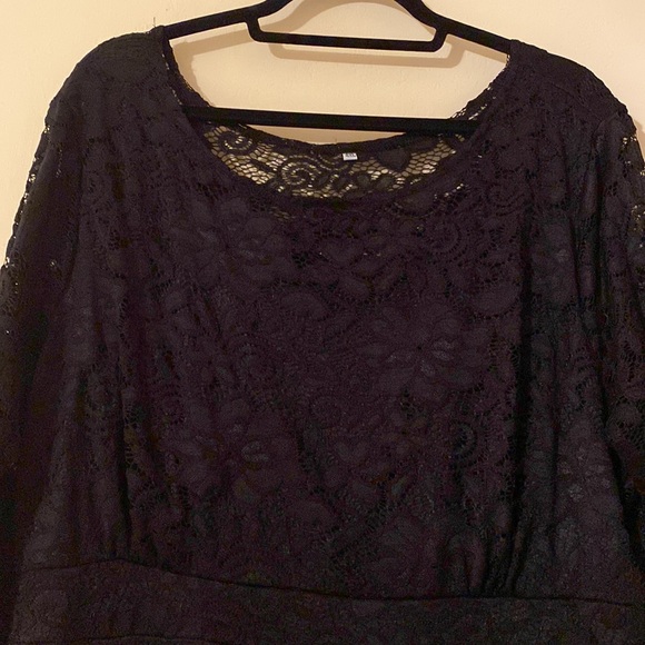 Womens Floral lace Plus Size Midi Scooped Neckline Cocktail Party Dress black 4X - Picture 5 of 11